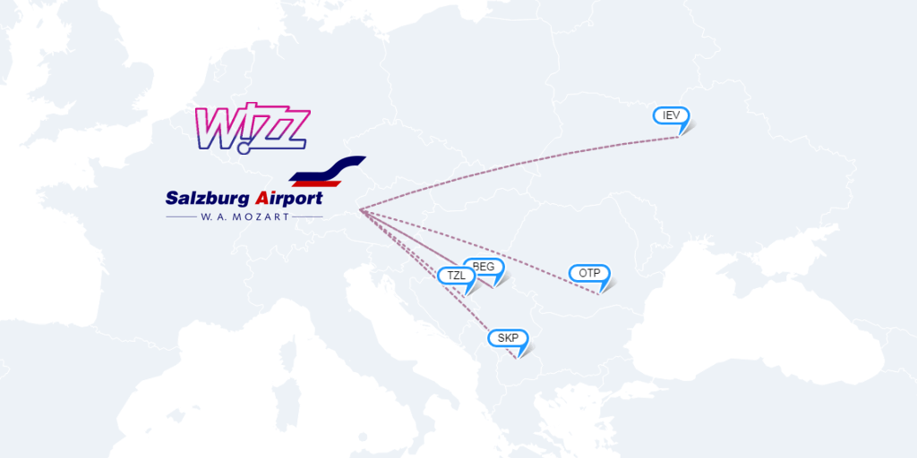 Zboruri directe noi Salzburg - Wizz air
